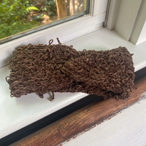 Anthropologie Loose Knit Chenille Brown Headband - Picture 2 of 4